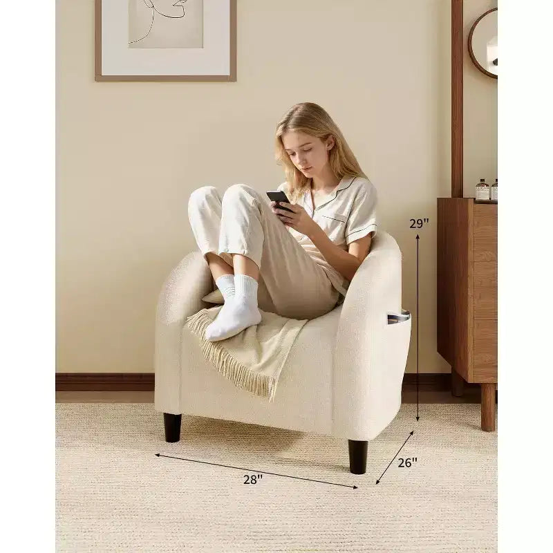 Velvet Accent Barrel Chair, Upholstered Club Chair with Armrests and Soft Padded Seat for Living Room, Bedroom, or Study