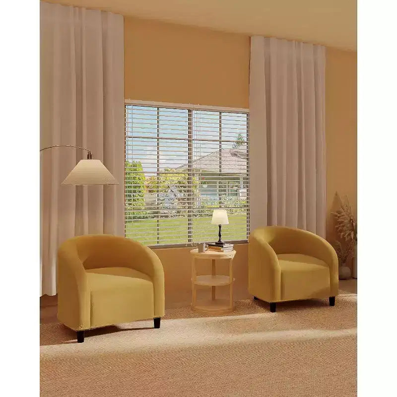 Velvet Accent Barrel Chair, Upholstered Club Chair with Armrests and Soft Padded Seat for Living Room, Bedroom, or Study