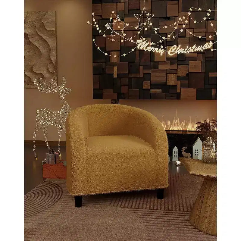 Velvet Accent Barrel Chair, Upholstered Club Chair with Armrests and Soft Padded Seat for Living Room, Bedroom, or Study