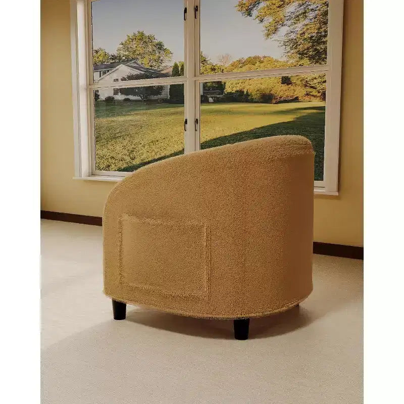 Velvet Accent Barrel Chair, Upholstered Club Chair with Armrests and Soft Padded Seat for Living Room, Bedroom, or Study