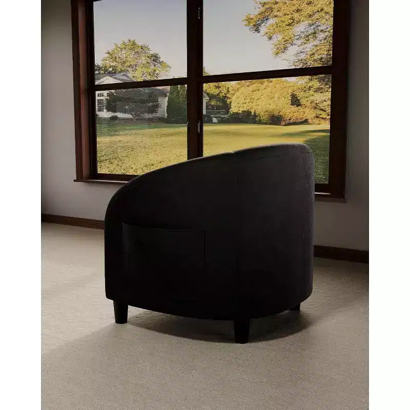 Velvet Accent Barrel Chair, Upholstered Club Chair with Armrests and Soft Padded Seat for Living Room, Bedroom, or Study