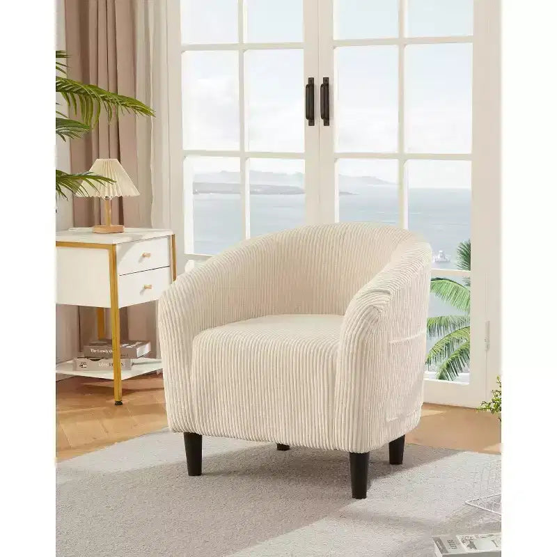 Velvet Accent Barrel Chair, Upholstered Club Chair with Armrests and Soft Padded Seat for Living Room, Bedroom, or Study