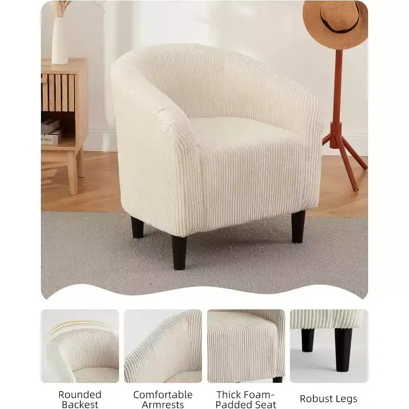 Velvet Accent Barrel Chair, Upholstered Club Chair with Armrests and Soft Padded Seat for Living Room, Bedroom, or Study