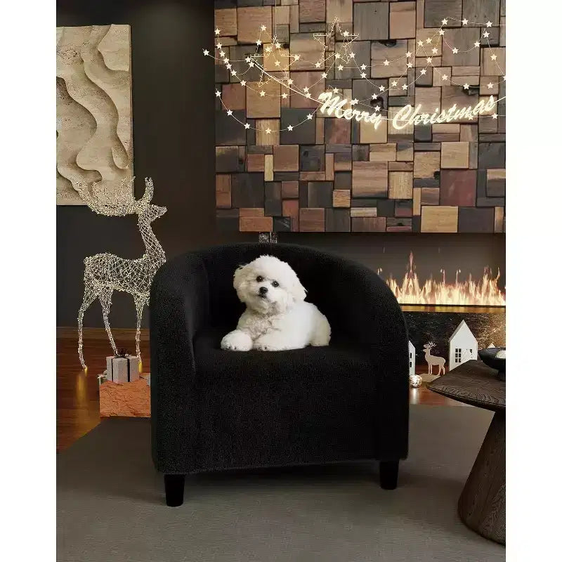 Velvet Accent Barrel Chair, Upholstered Club Chair with Armrests and Soft Padded Seat for Living Room, Bedroom, or Study