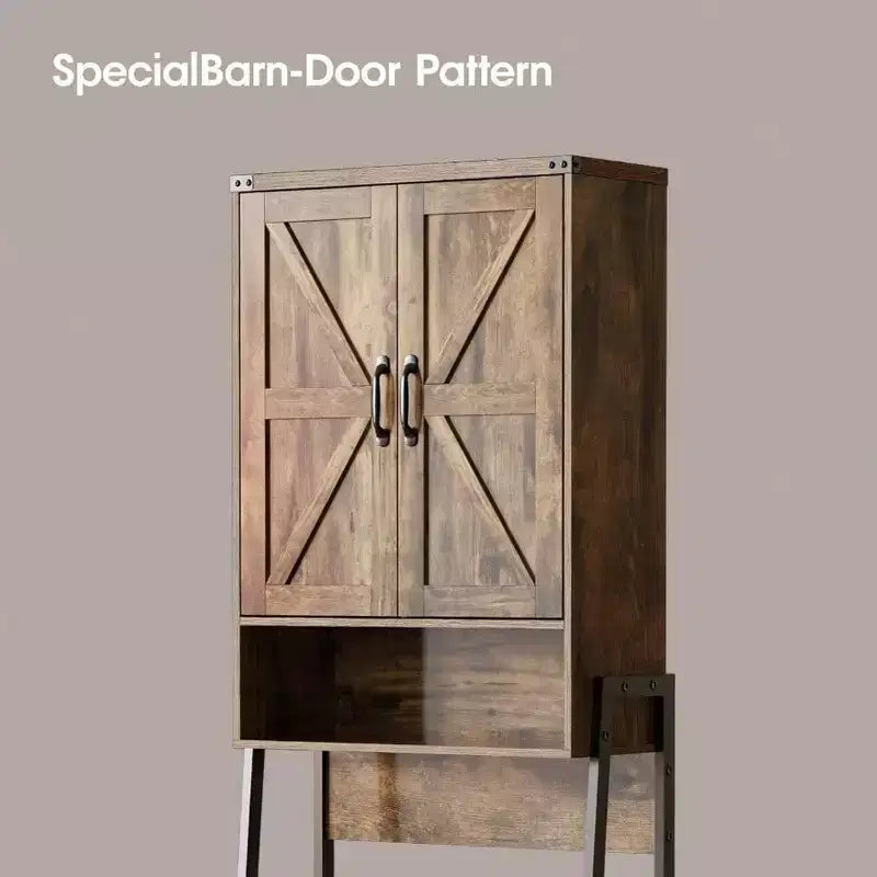 Over Toilet Storage Cabinet with 2-Door Design, Anti-Tip Device and Bathroom Organizer