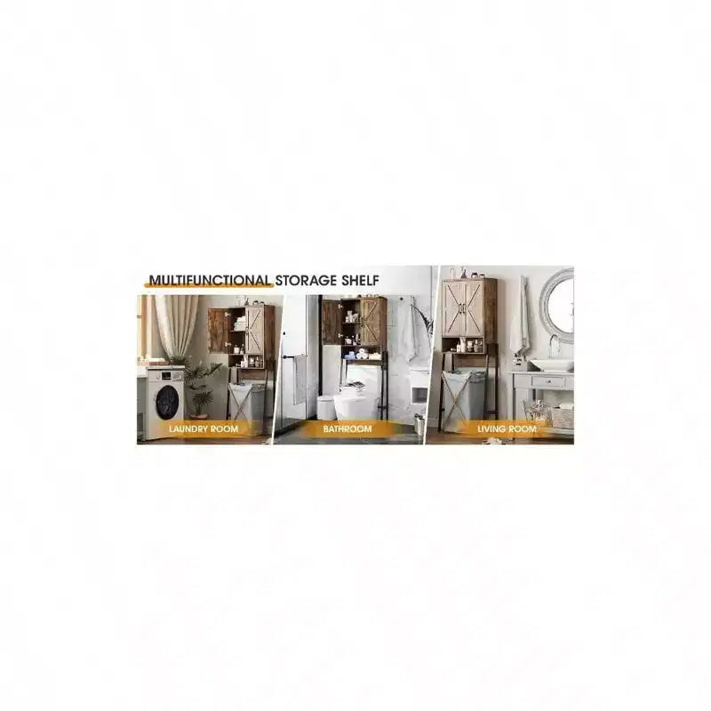 Over Toilet Storage Cabinet with 2-Door Design, Anti-Tip Device and Bathroom Organizer
