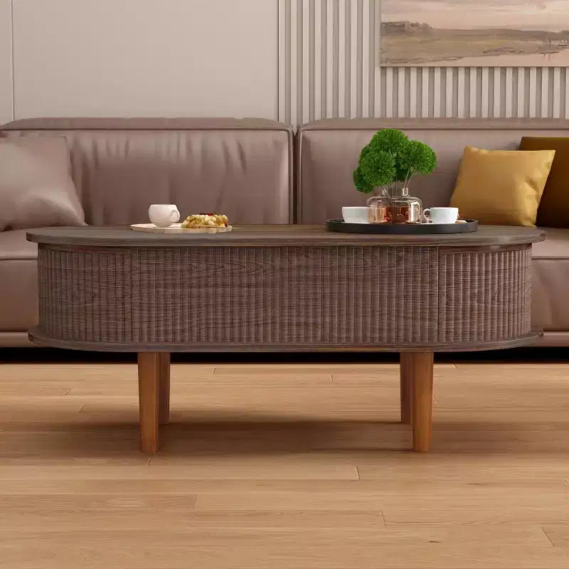 40-Inch Modern Lift-Top Coffee Table with Hidden Storage, Rustic Oval Center Table for Living Room