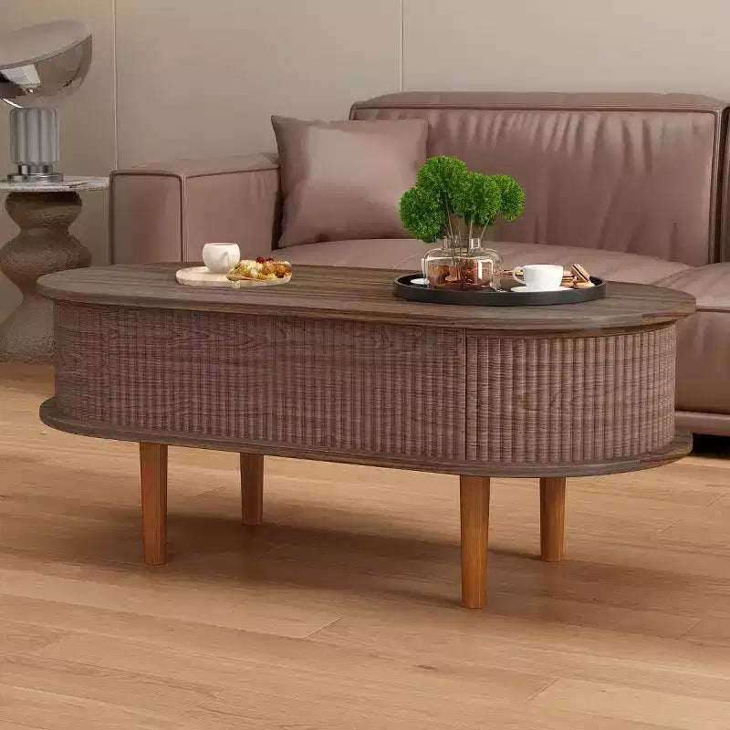 40-Inch Modern Lift-Top Coffee Table with Hidden Storage, Rustic Oval Center Table for Living Room