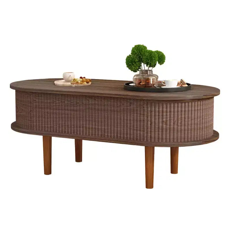 40-Inch Modern Lift-Top Coffee Table with Hidden Storage, Rustic Oval Center Table for Living Room