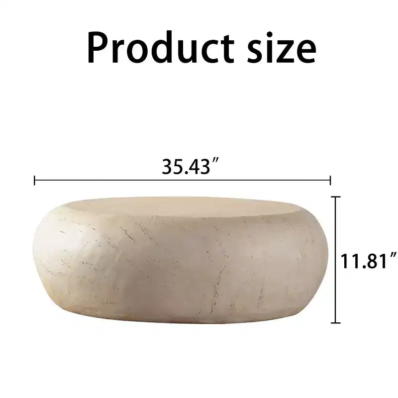 35.4-Inch Modern Round Coffee Table with Faux Stone Top, Smooth Edge, No Assembly Required