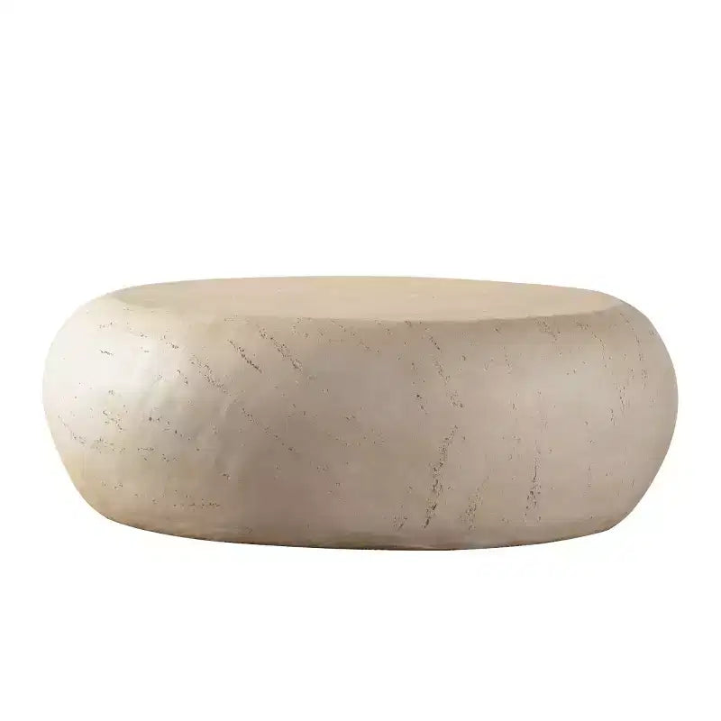 35.4-Inch Modern Round Coffee Table with Faux Stone Top, Smooth Edge, No Assembly Required