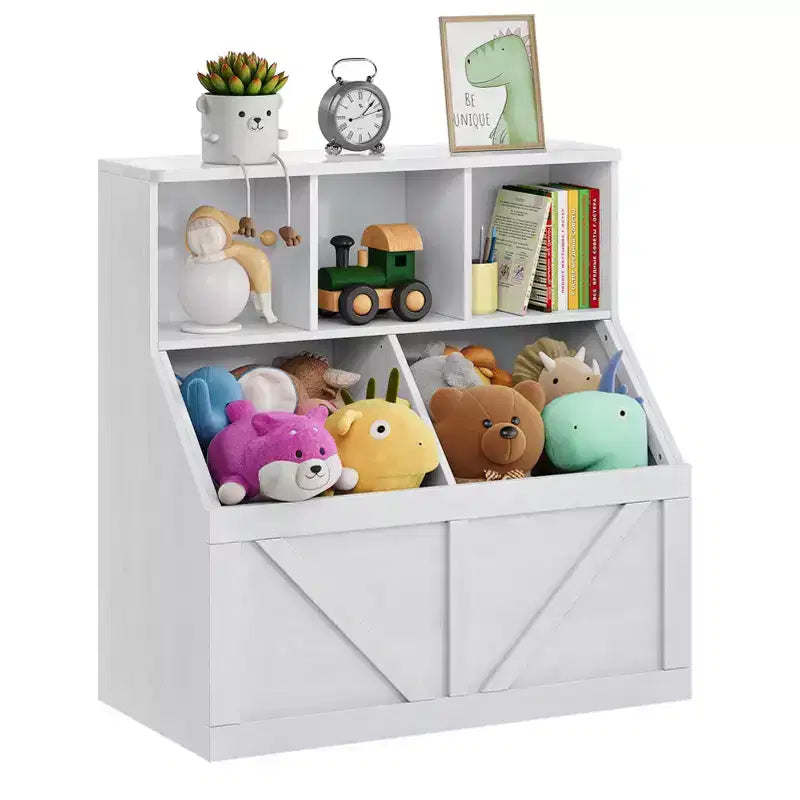 Kids Bookshelf and Toy Storage Organizer with Toy Shelf and Storage Bins for Toddlers