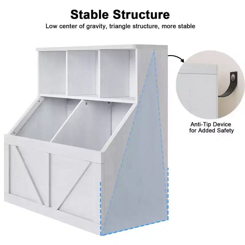 Kids Bookshelf and Toy Storage Organizer with Toy Shelf and Storage Bins for Toddlers