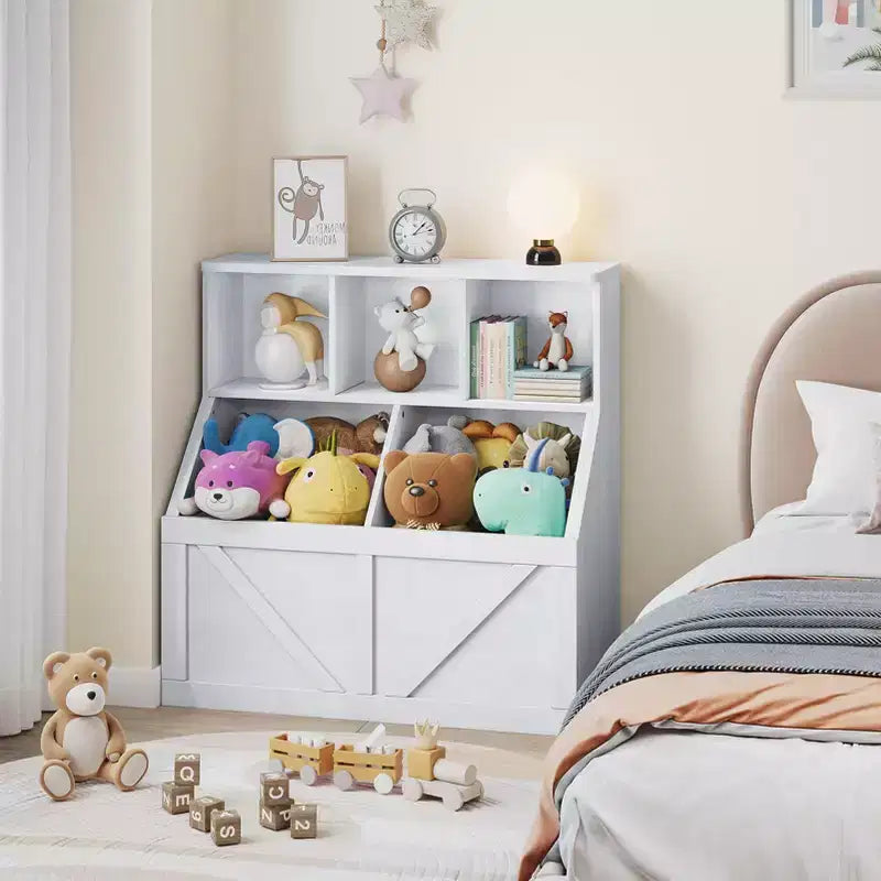 Kids Bookshelf and Toy Storage Organizer with Toy Shelf and Storage Bins for Toddlers
