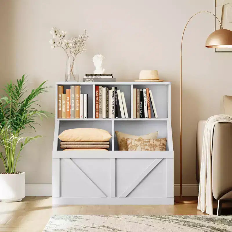Kids Bookshelf and Toy Storage Organizer with Toy Shelf and Storage Bins for Toddlers
