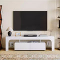 TV Stand with LED Lights, Modern Entertainment Center with 2 Drawers and Open Shelf for TVs Up to 70 Inches