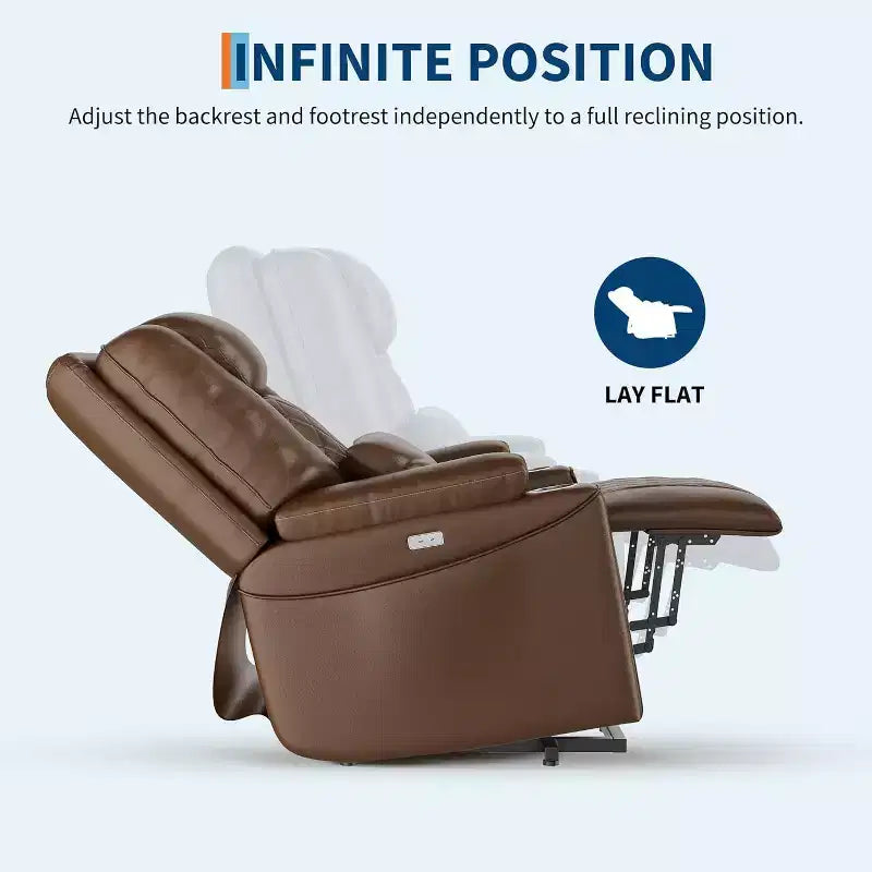 Power Lift Recliner Chair in PU Leather with Charging Ports, Cup Holders, Electric Stand Assist and Remote Control, Brown