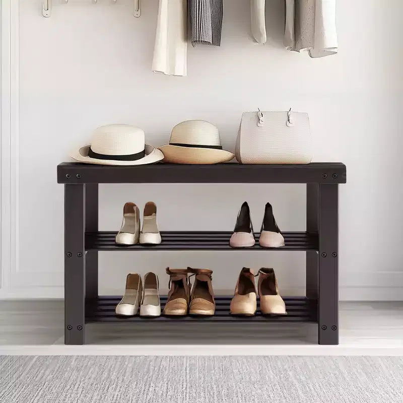 3-Tier Bamboo Shoe Rack Bench, 286 LBS Capacity for Entryway, Bedroom, Living Room and Balcony