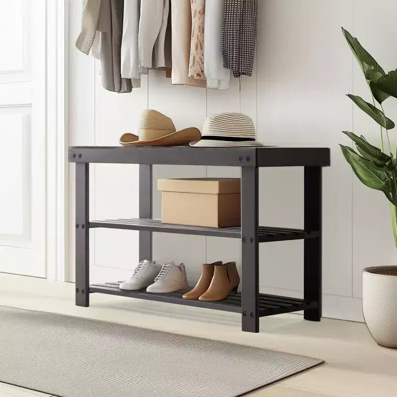 3-Tier Bamboo Shoe Rack Bench, 286 LBS Capacity for Entryway, Bedroom, Living Room and Balcony