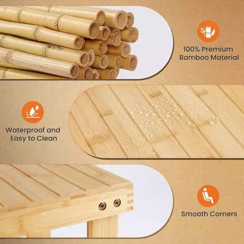 3-Tier Bamboo Shoe Rack Bench, 286 LBS Capacity for Entryway, Bedroom, Living Room and Balcony