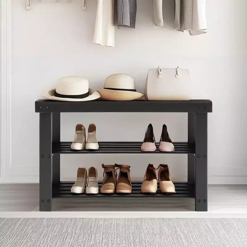 3-Tier Bamboo Shoe Rack Bench, 286 LBS Capacity for Entryway, Bedroom, Living Room and Balcony