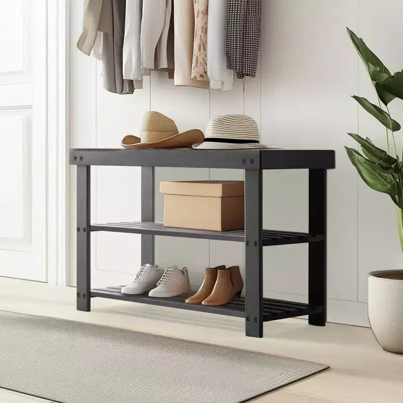 3-Tier Bamboo Shoe Rack Bench, 286 LBS Capacity for Entryway, Bedroom, Living Room and Balcony