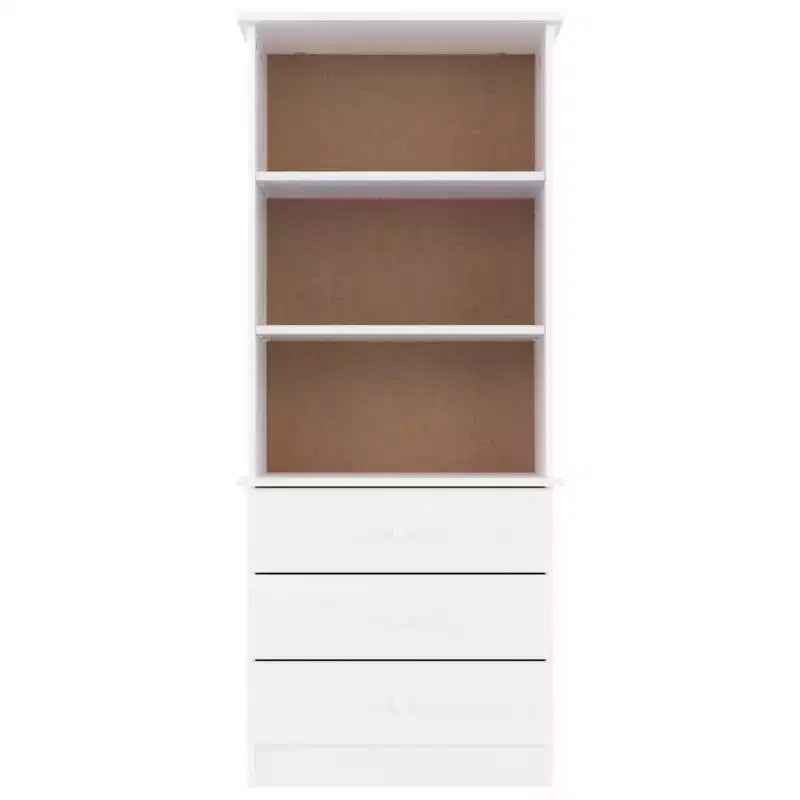 White Solid Pine Wood Tall Rectangular Bookcase