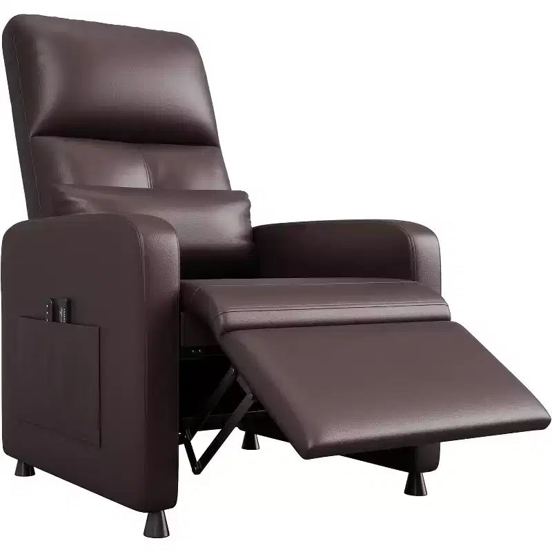 Power Recliner Chair with Massage and Heat, Adjustable Electric Recliner Ergonomic Overstuffed PU Leather Single Sofa, 2 Side Pockets and USB Port