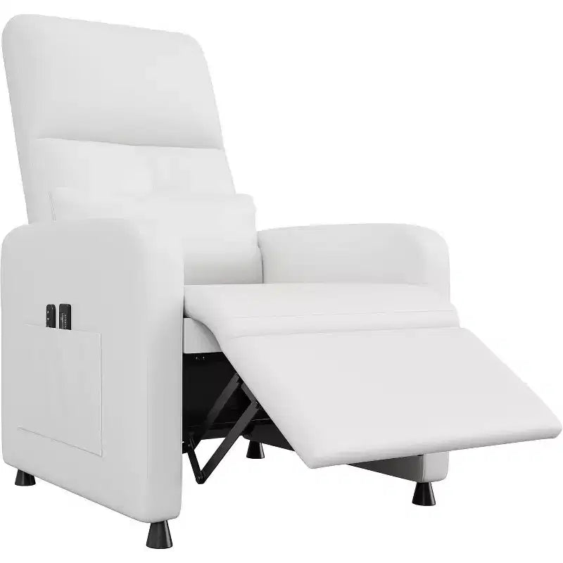 Power Recliner Chair with Massage and Heat, Adjustable Electric Recliner Ergonomic Overstuffed PU Leather Single Sofa, 2 Side Pockets and USB Port