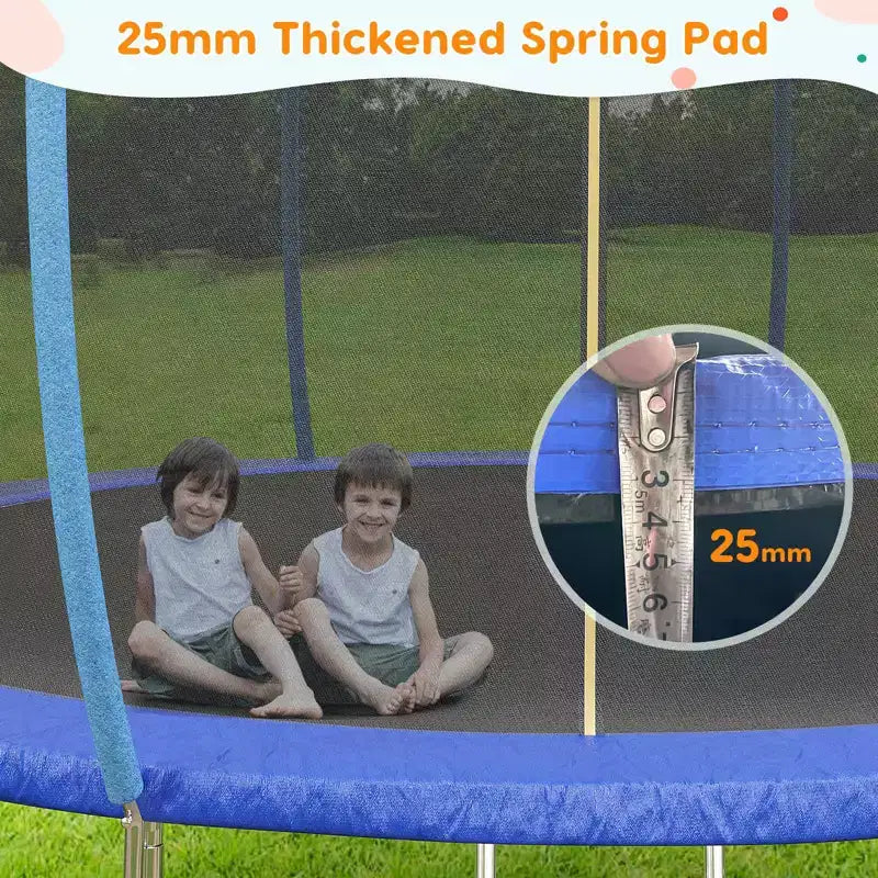 12FT Outdoor Trampoline with Safety Enclosure, 440 Lbs Capacity, ASTM Certified, No-Gap Net for Kids and Adults
