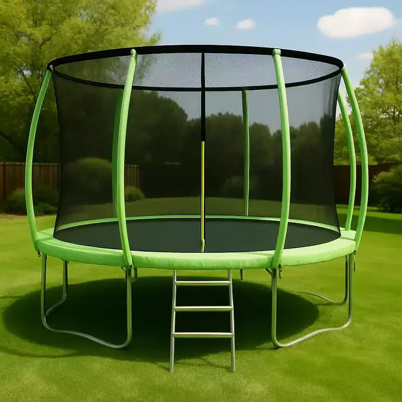 12FT Outdoor Trampoline with Safety Enclosure, 440 Lbs Capacity, ASTM Certified, No-Gap Net for Kids and Adults