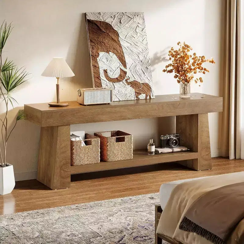 63-Inch TV Stand for 55/60/65/70-Inch TVs, 2-Tier Wooden Entertainment Center for Living Room and Bedroom