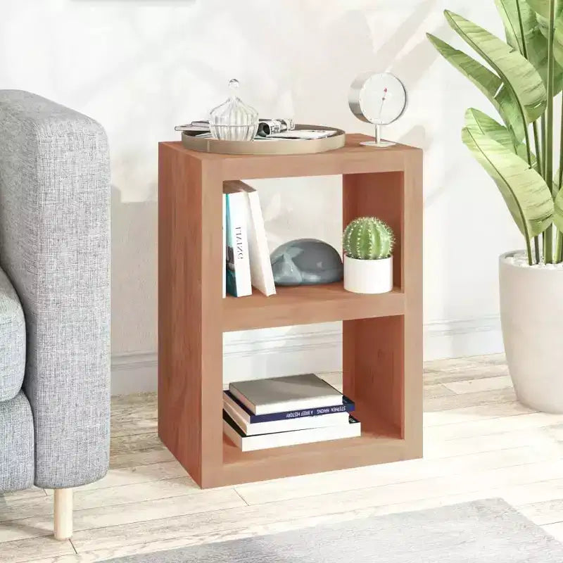 Solid Teak Wood Side Table 17.7x11.8x23.6 with Open Storage