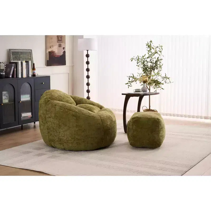 Chenille Bean Bag Chair Lazy Floor Sofa Chair with Foam Filling for Adults and Kids Living Room