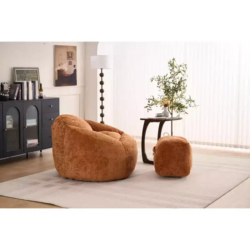 Chenille Bean Bag Chair Lazy Floor Sofa Chair with Foam Filling for Adults and Kids Living Room