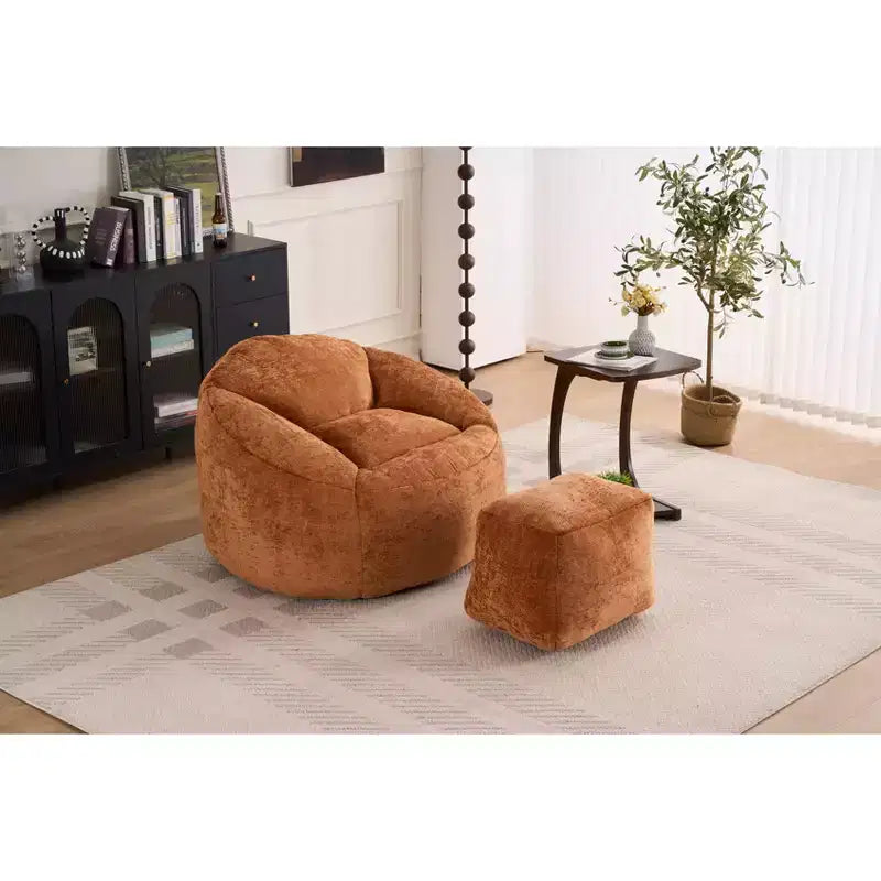 Chenille Bean Bag Chair Lazy Floor Sofa Chair with Foam Filling for Adults and Kids Living Room