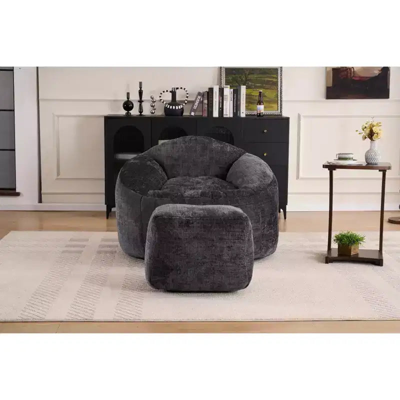 Chenille Bean Bag Chair Lazy Floor Sofa Chair with Foam Filling for Adults and Kids Living Room