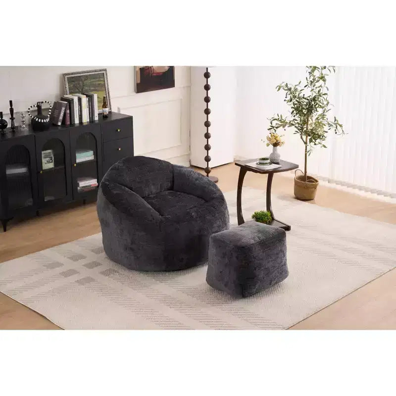 Chenille Bean Bag Chair Lazy Floor Sofa Chair with Foam Filling for Adults and Kids Living Room