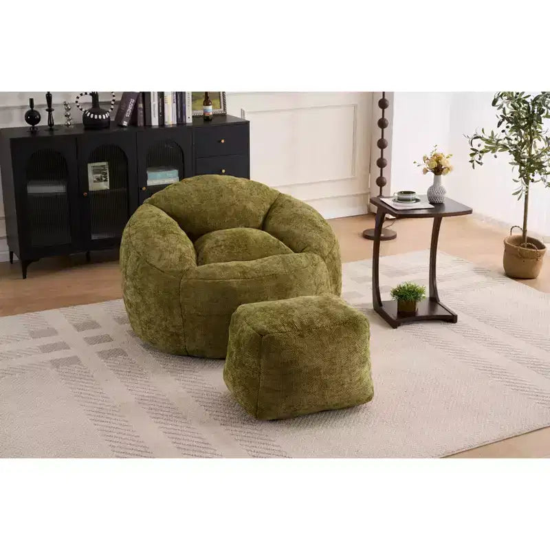 Chenille Bean Bag Chair Lazy Floor Sofa Chair with Foam Filling for Adults and Kids Living Room
