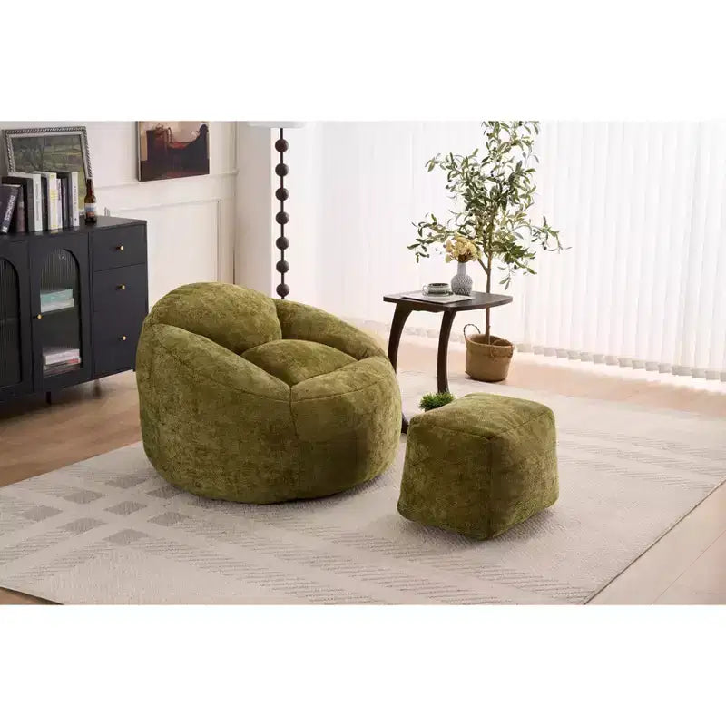 Chenille Bean Bag Chair Lazy Floor Sofa Chair with Foam Filling for Adults and Kids Living Room