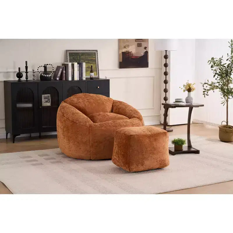 Chenille Bean Bag Chair Lazy Floor Sofa Chair with Foam Filling for Adults and Kids Living Room