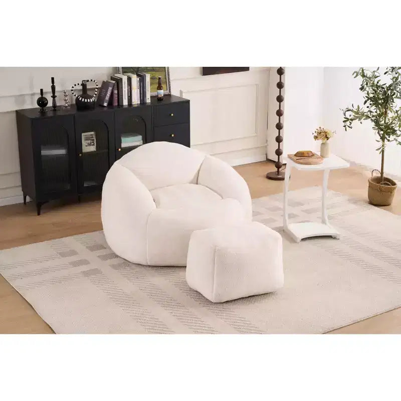 Chenille Bean Bag Chair Lazy Floor Sofa Chair with Foam Filling for Adults and Kids Living Room