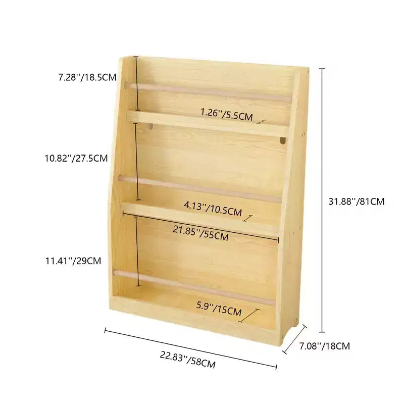 3 Tier Kids Book Shelf and Book Rack for Bedrooms and Playrooms Natural