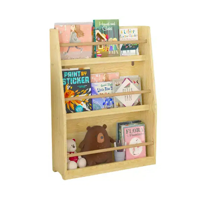3 Tier Kids Book Shelf and Book Rack for Bedrooms and Playrooms Natural