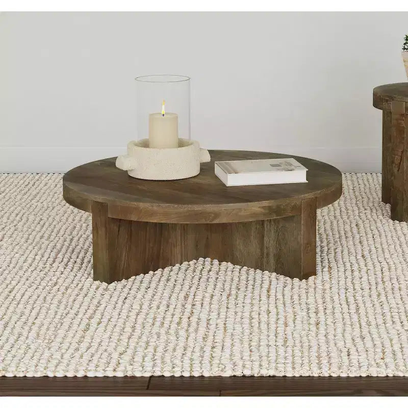 Round Solid Mango Wood Coffee Table