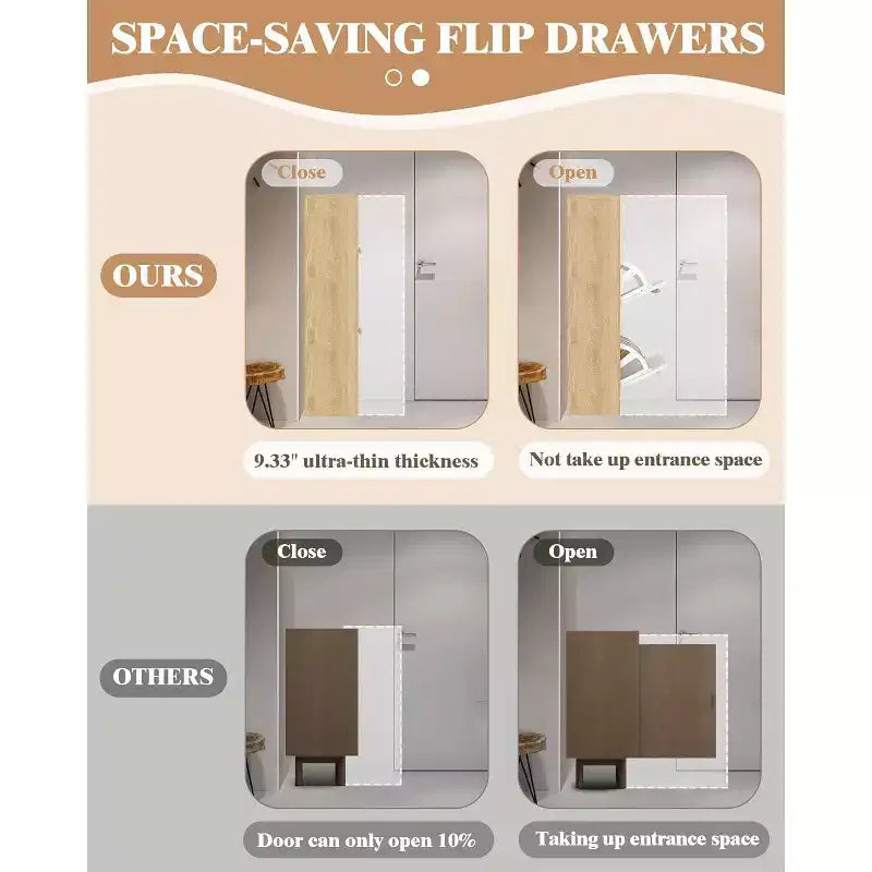 Modern Shoe Storage Cabinet with 4 Flip Drawers, Space-Saving Shoe Organizer with Wooden Handles for Entryway, Hallway or Bedroom