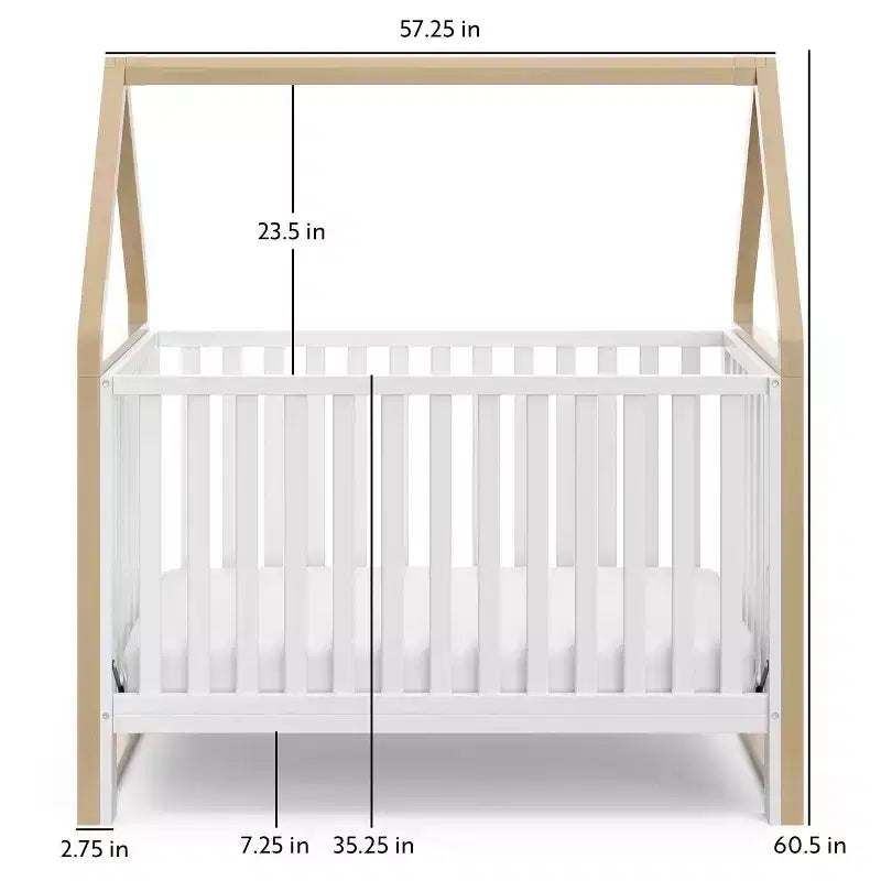 6-in-1 Convertible Crib with Detachable Canopy Playhouse
