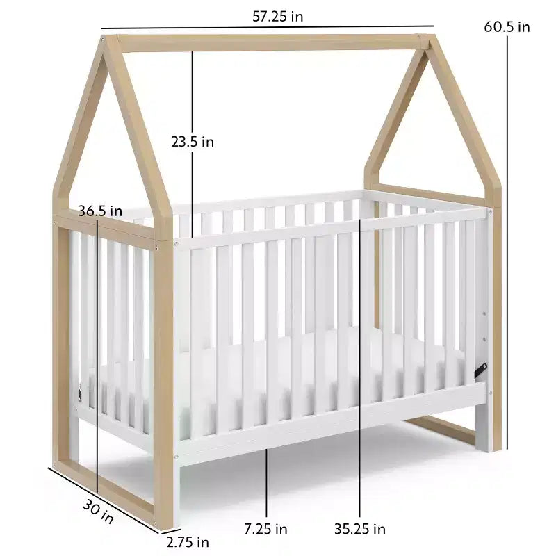 6-in-1 Convertible Crib with Detachable Canopy Playhouse