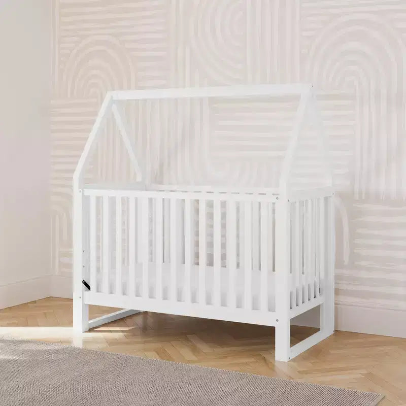 6-in-1 Convertible Crib with Detachable Canopy Playhouse