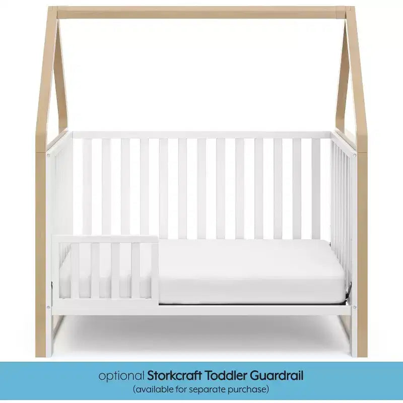 6-in-1 Convertible Crib with Detachable Canopy Playhouse